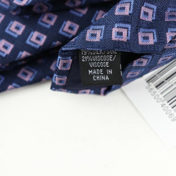 Michael Kors, Blue and Pink Squared Slim Men's Neck Tie - Picture 6 of 6